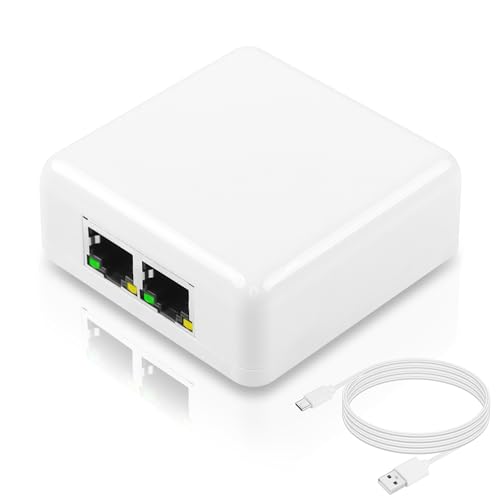 SinLoon Gigabit RJ45 Netzwerk-Splitter-Adapter, 1000/100 Mbit/s, RJ45 1 auf 2 Gigabit-Netzwerk-Splitter mit USB-Stromanschluss für Computer, Hub, Switch, Router, digitales Fernsehen usw von SinLoon