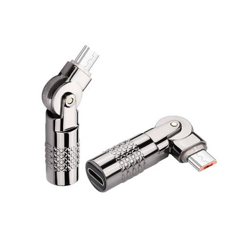 SinLoon Micro-USB-Adapter, Micro-5-polige Buchse auf Stecker, 180 Grad drehbar, Konverter-Stecker, unterstützt Ladedaten für Telefon, 2 Stück von SinLoon