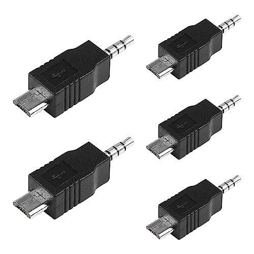 SinLoon Micro-USB-auf-3,5-mm-Klinken-Audio-Adapter, 5 Stück, 4 Ploe-3,5-mm-Stecker auf Micro-USB-Stecker, Auto-AUX-Audio-Ausgangskonverter (Micro USB to 3.5mm Jack) von SinLoon