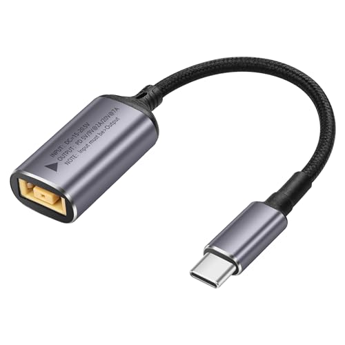 SinLoon PD 140 W Slim Tip auf USB-C-Kabel, quadratische Buchse auf Typ-C-Stecker, Stromladekabel mit PD-Automatischer Identifikations-Chip, für Handys, Tablets, Laptops (quadratisch) von SinLoon