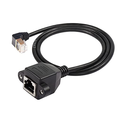 SinLoon RJ45 Cat8 Ethernet-Kabel, 90-Grad-Stecker auf Buchse, Hochgeschwindigkeits-Cat8-Netzwerkkabel, 40 Gbit/s 2000 MHz SFTP-Patchkabel für Router-Modem-Server mit Schrauben (UP) von SinLoon