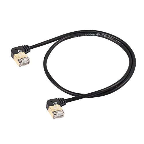 SinLoon RJ45 Cat8 Ethernet-Kabel, 90-Grad-Stecker auf Stecker, Hochgeschwindigkeits-Cat8-Netzwerkkabel, 40 Gbit/s 2000 MHz SFTP-Patchkabel für Router-Modem-Server (Left to Left) von SinLoon