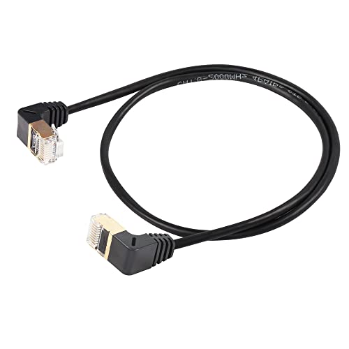 SinLoon RJ45 Cat8 Ethernet-Kabel, 90-Grad-Stecker auf Stecker, Hochgeschwindigkeits-Cat8-Netzwerkkabel, 40 Gbit/s 2000 MHz SFTP-Patchkabel für Router-Modem-Server (UP to UP) von SinLoon
