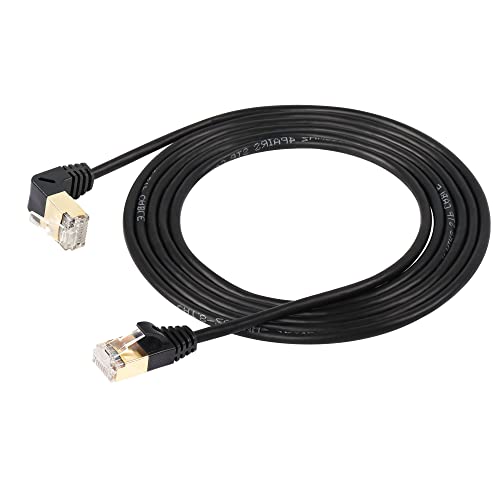 SinLoon RJ45 Cat8-Ethernet-Kabel, 90-Grad-UP-Stecker auf Stecker, Hochgeschwindigkeits-Cat8-Netzwerkkabel, 40 Gbit/s 2000 MHz SFTP-Patchkabel für Router-Modem-Server, 2 m (Left) von SinLoon