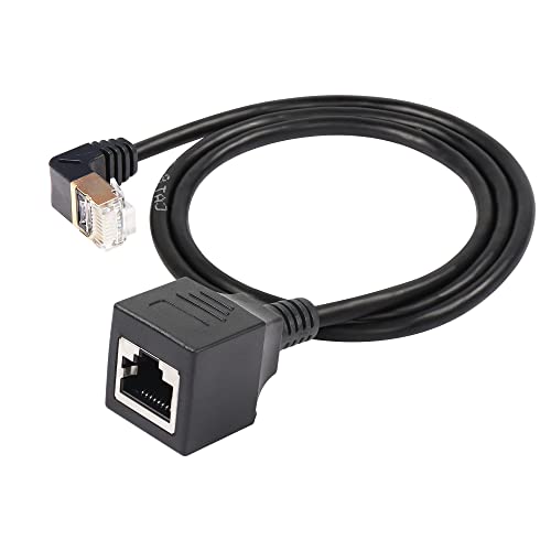 SinLoon RJ45 Cat8 Ethernet Kabel, Cat8 High Speed ​​Stecker auf Buchse 90 Grad Netzwerkkabel, SFTP Patchkabel 40Gbps 2000Mhz für Server Modem Router (UP) von SinLoon