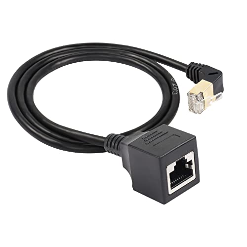 SinLoon RJ45 Cat8 Ethernet Kabel, Cat8 High Speed ​​Stecker auf Buchse 90 Grad Netzwerkkabel, SFTP Patchkabel 40Gbps 2000Mhz für Server Modem Router (down) von SinLoon