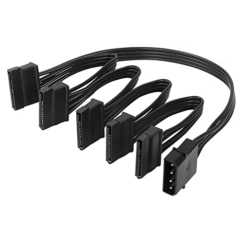 SinLoon SATA-Stromkabel, groß, 4-poliger Stecker auf 5 x 15-polige SATA-Buchse, Festplatten-Splitter-Kabel für HDD, SSD, optische Laufwerke von SinLoon