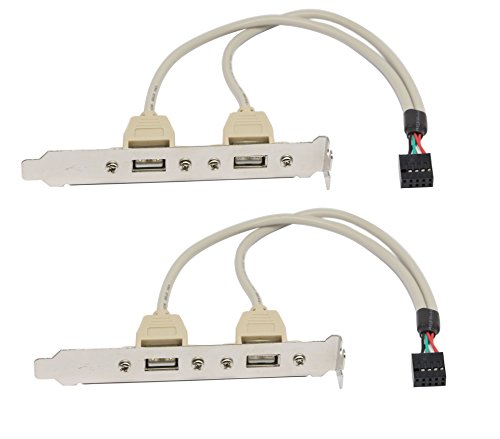 SinLoon USB 2.0 Slotblech 2 Port USB 2.0 Mainboard Rückseite Erweiterung Halterung auf IDC 9 Pin Motherboard USB-Kabel Host Adapter(2er Pack) von SinLoon