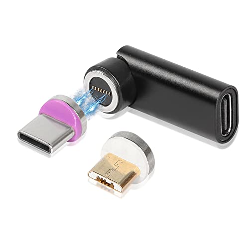 SinLoon USB-C-Mikro-Magnetadapter, 540 Grad, 7-polig, Typ C + Micro-USB-Anschluss, magnetisches Handy-Ladegerät für Laptop Typ C Micro von SinLoon