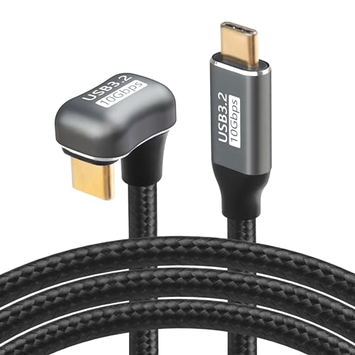 SinLoon USB C auf C Kabel 100W U-Form hinten abgewinkelt USB-C USB 3.2 Typ C Stecker auf Buchse Datenverlängerung 10 Gbit/s Schnellladung Nylon geflochtene Schnur für USB C Geräte (1m) von SinLoon