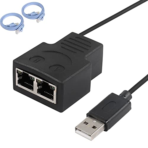 SinLoon USB RJ45 Splitter Adapter 1 Buchse auf 2 Buchsen, USB LAN Adapter Zwei Gevices Simultaneously Share Internet für TV Box, Computer von SinLoon