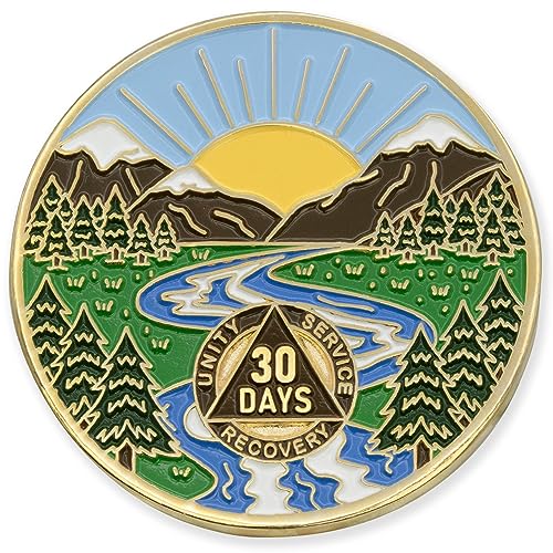 30 Days Sobriety Mint Winding River Gold Plated AA Recovery Medallion/Chip/Token - 1 Month 30 Days Sobriety Mint Winding River Gold Plated AA Recovery Medallion/Chip/Token - 1 Month von Sincelo