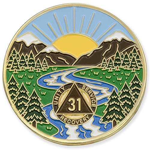 31 Year Sobriety Mint Winding River Gold Plated AA Recovery Medallion/Chip/Token 31 Year Sobriety Mint Winding River Gold Plated AA Recovery Medallion/Chip/Token von Sincelo