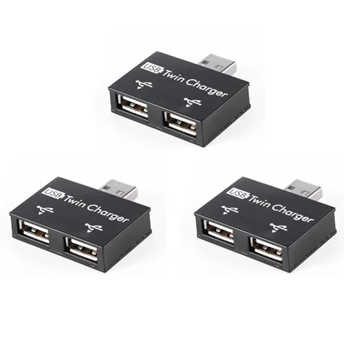 3 x USB 2.0 Stecker auf Doppel-Buchse, Ladegerät, Dual 2 Ports, USB DC, 5 V, -Splitter, Hub-Adapter, Konverter-Anschluss von Sindigner