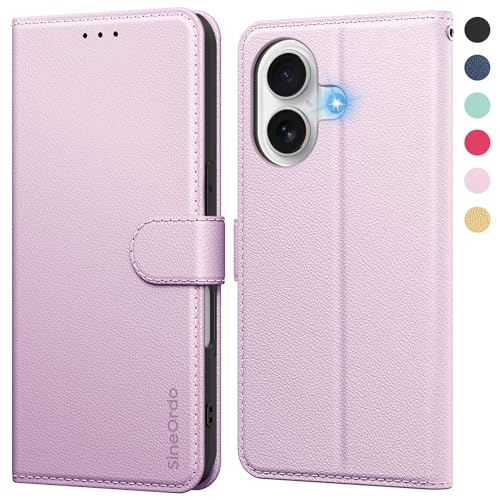 SineOrdo Handyhülle iPhone 16 Hülle,Leder Klapphülle iPhone 16 Flip Case [Kartenfach] [Ständer] Wallet Schutzhülle Klappbar Tasche - Rotgold von SineOrdo