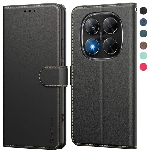 SineOrdo Handyhülle für Xiaomi Redmi Note 14 Pro 5G / Note 14 Pro+ 5G / Poco X7 5G Hülle, Leder Klapphülle Redmi Note 14 Pro 5G / Note 14 Pro Plus/Poco X7 5G Flip Case Wallet Schutzhülle - Schwarz von SineOrdo