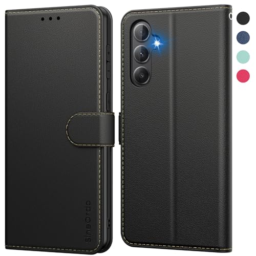 SineOrdo Handyhülle Samsung Galaxy A54 5G Hülle,Leder Klapphülle Samsung Galaxy A54 5G Flip Case [Kartenfach] [Ständer] Wallet Schutzhülle Klappbar Tasche - Schwarz von SineOrdo