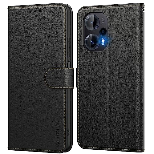 SineOrdo Handyhülle für Xiaomi Poco F5 Hülle, Klapphülle Xiaomi Poco F5 Leder Flip [Kartenfach] [Ständer] Schutzhülle Klappbar Tasche Wallet Case - Schwarz von SineOrdo