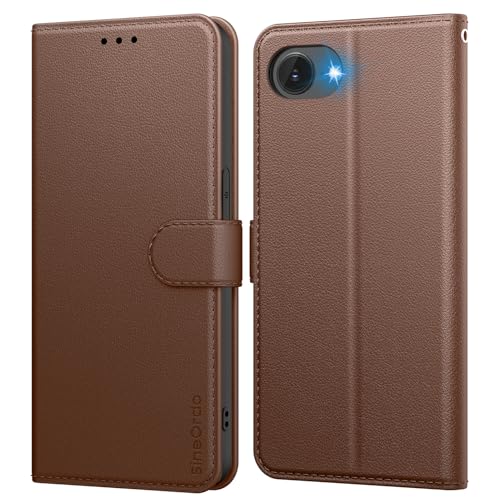 SineOrdo Handyhülle iPhone 16e Hülle,Leder Klapphülle iPhone 16e Flip Case [Kartenfach] [Ständer] Wallet Schutzhülle Klappbar Tasche - Braun Kaffee von SineOrdo