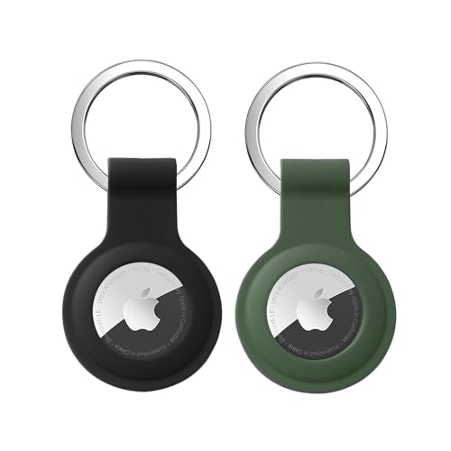 2 Stück Anhänger für Apple AirTag Schlüsselanhänger, Airtags Hülle Silikon Case Cover Ganzkörper Kratzfest Schutzhülle für Air Tag mit Key Ring von Singgreat