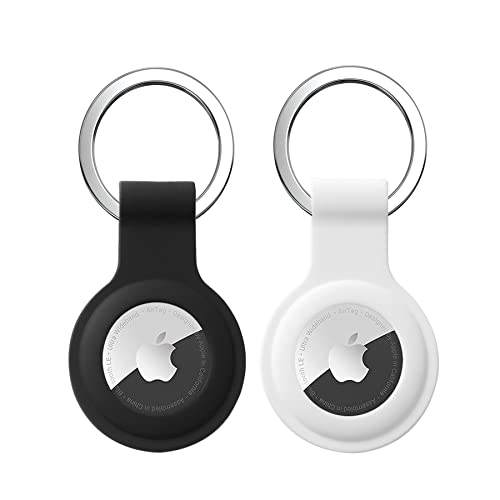 2 Stück Anhänger für Apple AirTag Schlüsselanhänger, Airtags Hülle Silikon Case Cover Ganzkörper Kratzfest Schutzhülle für Air Tag mit Key Ring von Singgreat