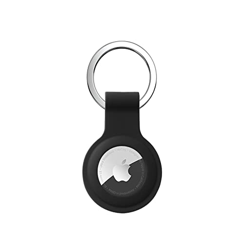 Singgreat Anhänger für Apple AirTag Schlüsselanhänger, Airtags Hülle Silikon Case Cover Ganzkörper Kratzfest Schutzhülle für Air Tag mit Key Ring (Schwarz) von Singgreat