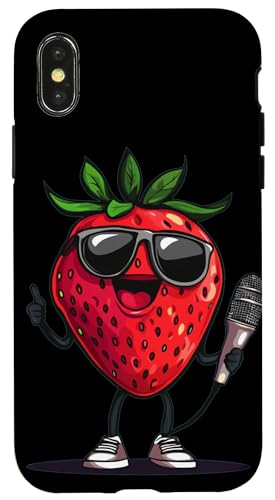 Erdbeere mit Sonnenbrille und Mikrofon für Karaoke Jungen & Mädchen Hülle für iPhone X/XS Erdbeere mit Sonnenbrille und Mikrofon für Karaoke Jungen & Mädchen Hülle für iPhone X/XS von Singing Strawberry