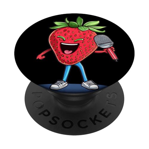 Lustiges Erdbeerleben im Mikrofonleben für Karaoke-Liebhaber PopSockets Klebender PopGrip Lustiges Erdbeerleben im Mikrofonleben für Karaoke-Liebhaber PopSockets Klebender PopGrip von Singing Strawberry