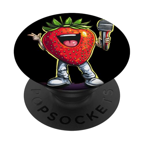 Tolle Karaoke-Erdbeere für Gesangs- und Beerenliebhaber PopSockets Klebender PopGrip von Singing Strawberry