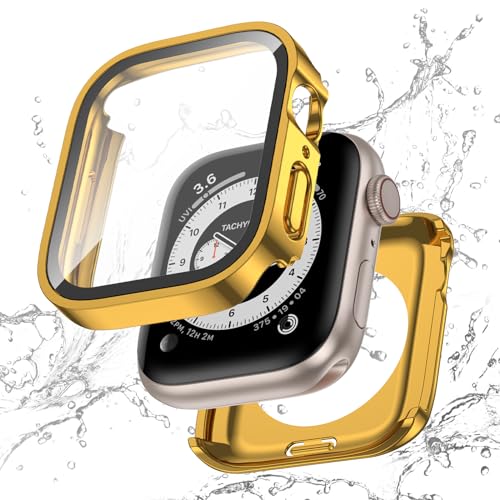 Singiuzoo 2-in-1 wasserdichte Schutzhülle für Apple Watch Serie SE 6, 5, 4, 40 mm, gerade Kante, PC-Front- und Rückseite, Stoßstange mit gehärtetem Glas, 360-Grad-Schutzhülle für iWatch (40 mm, Gold) Singiuzoo 2-in-1 wasserdichte Schutzhülle für Apple Watch Serie SE 6, 5, 4, 40 mm, gerade Kante, PC-Front- und Rückseite, Stoßstange mit gehärtetem Glas, 360-Grad-Schutzhülle für iWatch (40 mm, Gold) von Singiuzoo