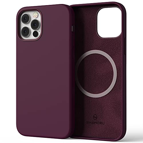 Sinjimoru 4-lagige iPhone 12 Mini Silikon Hülle für MagSafe, Magnet Handyhülle als iPhone Schutzhülle kompatibel mit MagSafe Zubehör für iPhone 12 & 13 Reihe. Silicone Case for MagSafe Wine Red von Sinjimoru