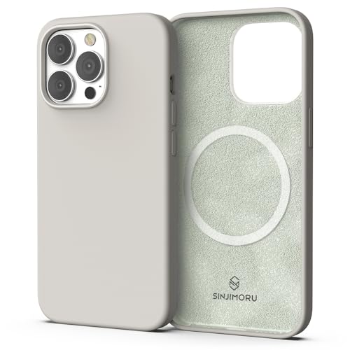 Sinjimoru 4-lagige iPhone 13 Mini Silikon Hülle für MagSafe, Magnet Handyhülle als iPhone Schutzhülle kompatibel mit MagSafe Zubehör für iPhone 12 & 13 Reihe. Silicone Case for MagSafe Light Grey von Sinjimoru