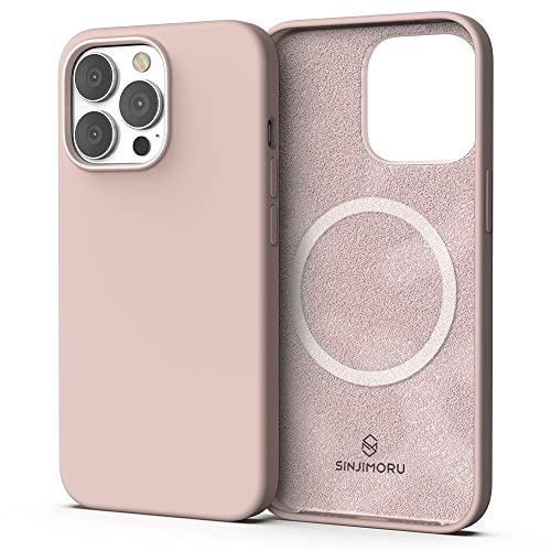 Sinjimoru 4-lagige iPhone 13 Mini Silikon Hülle für MagSafe, Magnet Handyhülle als iPhone Schutzhülle kompatibel mit MagSafe Zubehör für iPhone 12 & 13 Reihe. Silicone Case for MagSafe Pink von Sinjimoru