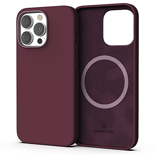 Sinjimoru 4-lagige iPhone 13 Mini Silikon Hülle für MagSafe, Magnet Handyhülle als iPhone Schutzhülle kompatibel mit MagSafe Zubehör für iPhone 12 & 13 Reihe. Silicone Case for MagSafe Wine Red von Sinjimoru