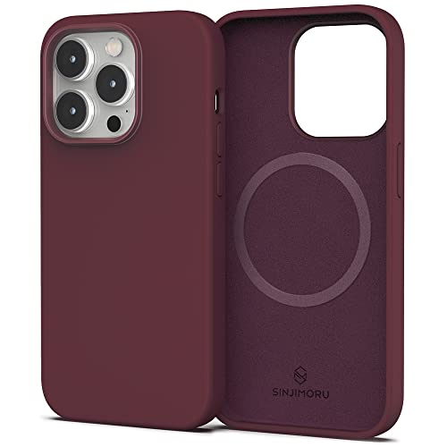 Sinjimoru 4-lagige iPhone 14 Plus Silikon Hülle für MagSafe, Magnet Handyhülle als iPhone Schutzhülle kompatibel mit MagSafe Zubehör für iPhone 12 & 13 & 14 Reihe. Silicone Case for MagSafe Wine Red von Sinjimoru