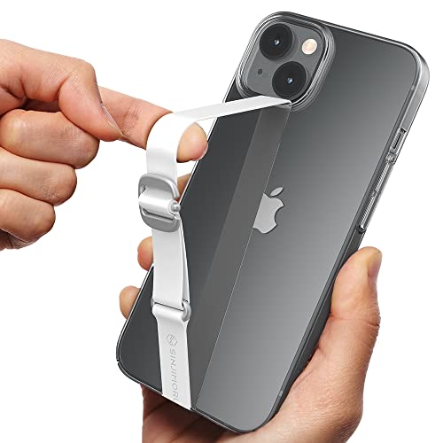 Sinjimoru Frei Längenverstellbares Handy Fingerhalter Band, Wiederverwendbarer Elastischer Silikon Handy Finger Halter Griff als Phone Strap Holder für iPhone & Android. Sinji Loop Buckle White von Sinjimoru