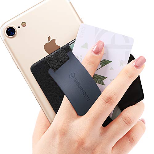 Sinjimoru Handy Fingerhalter und Handy Ständer mit Silikonband, Handy Halter für Finger mit Kartenfach, Fingerhalterung Handy für iPhone & Android. Sinji Pouch B-Grip Silikon Navy von Sinjimoru