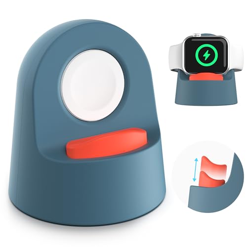 Sinjimoru Höhenverstellbarer Ständer für Apple Watch Ladestation, Silikon iWatch Dock Charger Stand für Apple Watch 3/4/5/6/7/SE/SE2/8/9/Ultra/Ultra2. Hoodie Charging Stand for Apple Watch Marineblau von Sinjimoru