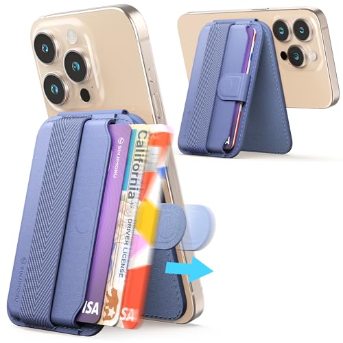 Sinjimoru Magnetischer Kartenhalter mit Auswurffunktion, Handybrieftasche für MagSafe mit Ständer, kompatibel mit iPhone 16 15 14 13 12 Serie. M-Pull Tab Stand Lavendel von Sinjimoru