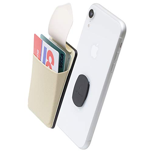 Sinjimoru Mini Geldbörse fürs Handy abnehmbar, Slim Wallet mit Wireless Charging Support, Visitenkarten Etui, Smart Wallet für iPhone & Android. Sinji Mount Flap Beige von Sinjimoru