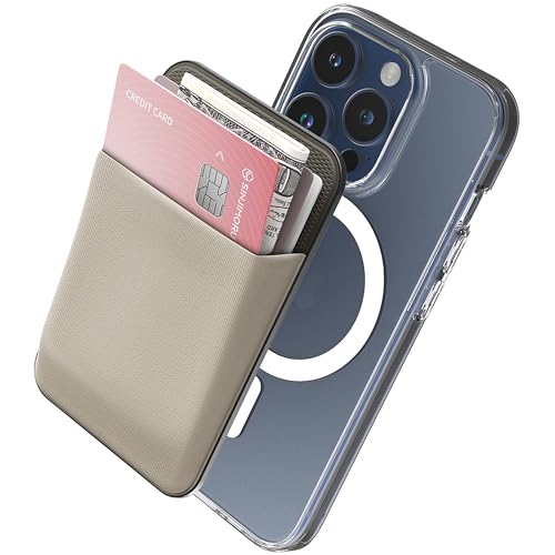 Sinjimoru Rutschfester Magnetischer Handy Kartenhalter für MagSafe, Kreditkartenetui Handy Wallet Magnetic Card Holder kompatibel mit iPhone 15 14 13 12 Reihe. M-Basic Grey von Sinjimoru