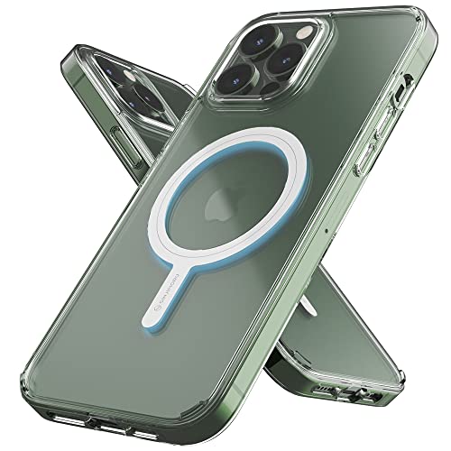 Sinjimoru Shockproof iPhone 13 Pro Max Hülle mit Magnet, Crystal Clear Protective Case Kompatibel mit MagSafe Zubehör. M-AirClo für iPhone 13 Pro Max von Sinjimoru