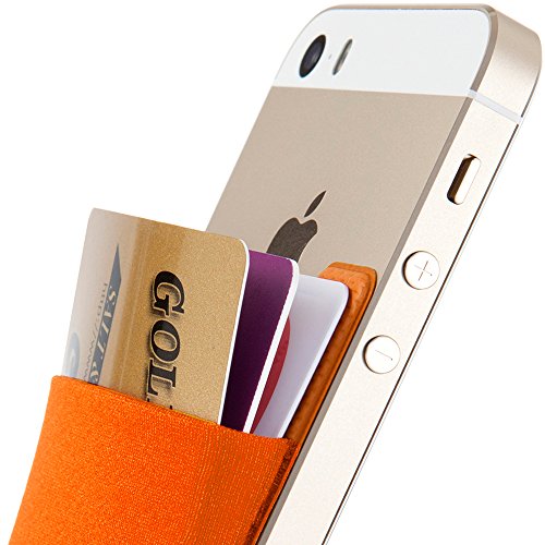 Sinjimoru Smart Wallet, (aufklebbarer Kreditkartenhalter) / Smartphone Kartenhalter/Handy Geldbeutel/Mini Geldbörse/Kartenetui für iPhones und Android Smartphones. Sinji Pouch Basic 2 Orange von Sinjimoru