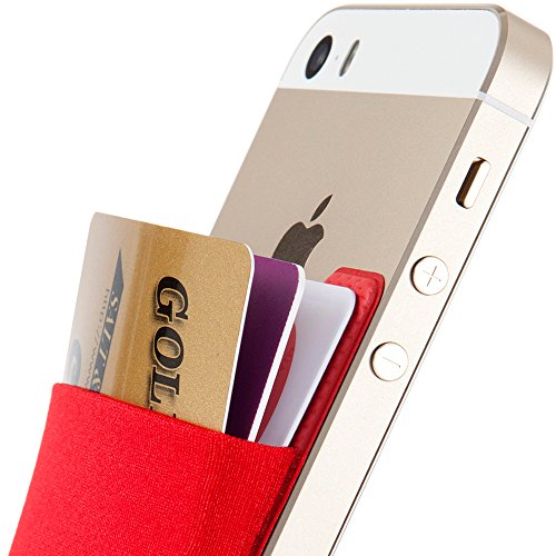 Sinjimoru Smart Wallet, (aufklebbarer Kreditkartenhalter) / Smartphone Kartenhalter/Handy Geldbeutel/Mini Geldbörse/Kartenetui für iPhones und Android Smartphones. Sinji Pouch Basic 2 Rot von Sinjimoru