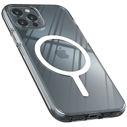 Sinjimoru [Starker Magnet] Transparente iPhone Hülle mit MagSafe, Stoßfeste iPhone Clear Case Handyhülle Magnetisch & Durchsichtig für iPhone 14, 13 & 12 Reihe. M-Airclo Basic iPhone 12/12 Pro von Sinjimoru