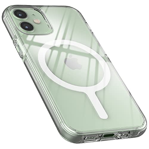 Sinjimoru [Starker Magnet] Transparente iPhone Hülle mit MagSafe, Stoßfeste iPhone Clear Case Handyhülle Magnetisch & Durchsichtig für iPhone 14, 13 & 12 Reihe. M-Airclo Basic iPhone 12 Mini von Sinjimoru