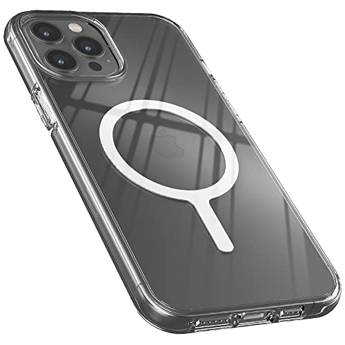 Sinjimoru [Starker Magnet] Transparente iPhone Hülle mit MagSafe, Stoßfeste iPhone Clear Case Handyhülle Magnetisch & Durchsichtig für iPhone 14, 13 & 12 Reihe. M-Airclo Basic iPhone 12 Pro Max von Sinjimoru