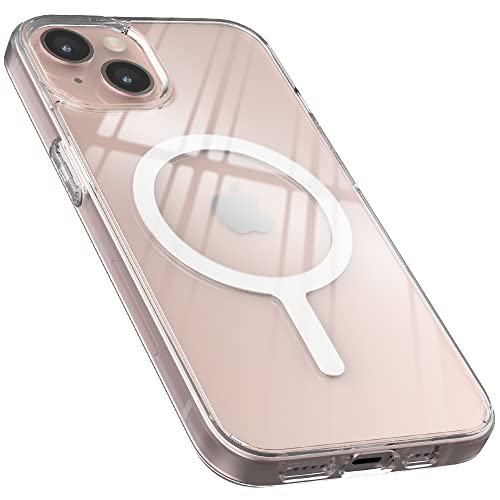 Sinjimoru [Starker Magnet] Transparente iPhone Hülle mit MagSafe, Stoßfeste iPhone Clear Case Handyhülle Magnetisch & Durchsichtig für iPhone 14, 13 & 12 Reihe. M-Airclo Basic iPhone 13 von Sinjimoru