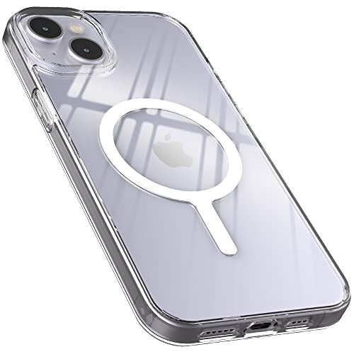 Sinjimoru [Starker Magnet] Transparente iPhone Hülle mit MagSafe, Stoßfeste iPhone Clear Case Handyhülle Magnetisch & Durchsichtig für iPhone 14, 13 & 12 Reihe. M-Airclo Basic iPhone 14 Plus von Sinjimoru