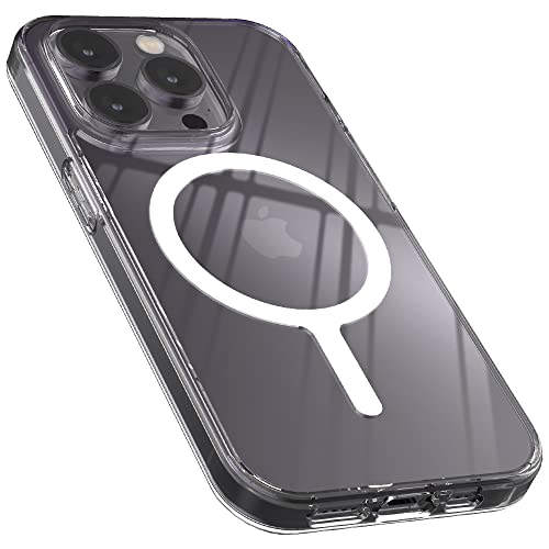 Sinjimoru [Starker Magnet] Transparente iPhone Hülle mit MagSafe, Stoßfeste iPhone Clear Case Handyhülle Magnetisch & Durchsichtig für iPhone 14, 13 & 12 Reihe. M-Airclo Basic iPhone 14 Pro von Sinjimoru